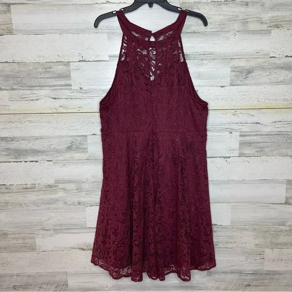 Torrid Plus Size 20 Mini Halter Burgundy Dress Skater - Picture 4 of 12